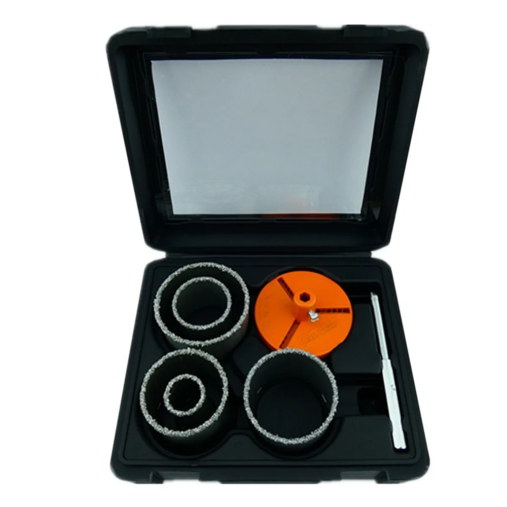 KIT SET JUEGO BROCA SIERRA COPA DIAMANTADA 7 PIEZAS MAKAWA MK0334 - 1