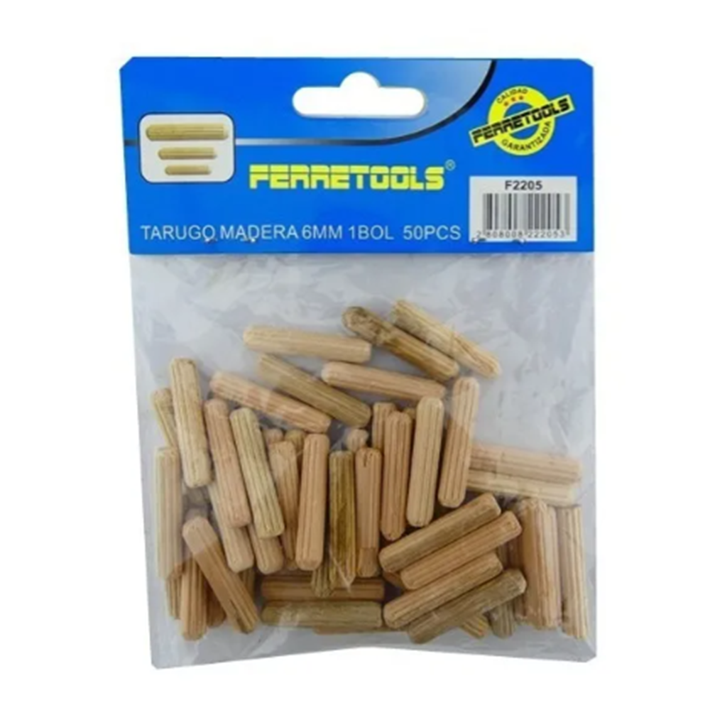 TARUGO DE MADERA 6MM - 50 UNIDADES FERRETOOLS - 2