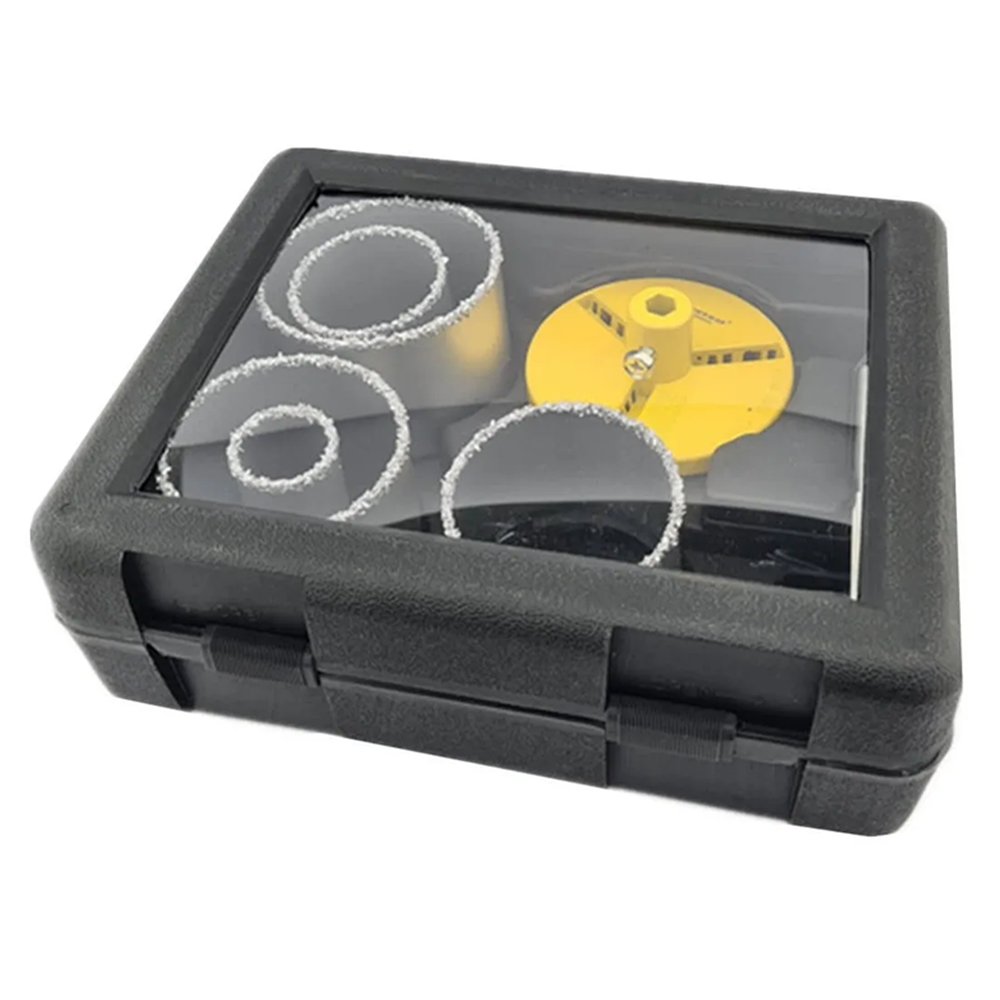 KIT SET JUEGO BROCA SIERRA COPA DIAMANTADA 7 PIEZA CROWNMAN - 2