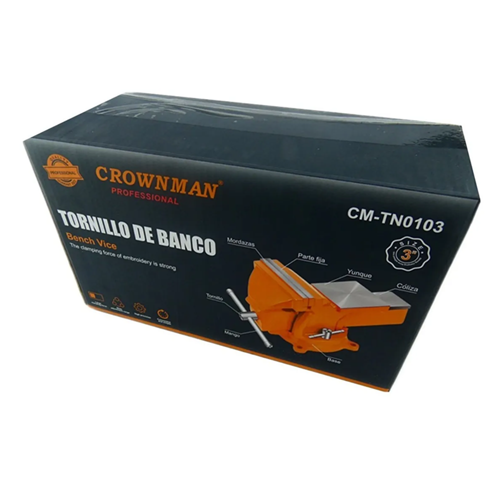 TORNILLO DE BANCO MECANICO BASE GIRATORIA 3 PULGADA CROWNMAN - 3