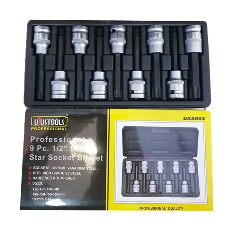 JUEGO DE DADO TORX LARGO 10CM PROFESIONAL 9 PIEZAS UYUSTOOLS DAX902 - 3