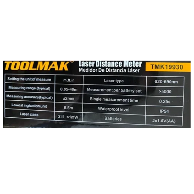 MEDIDOR DE DISTANCIA LASER 40 METROS TOOLMAK TMK19930 - 3