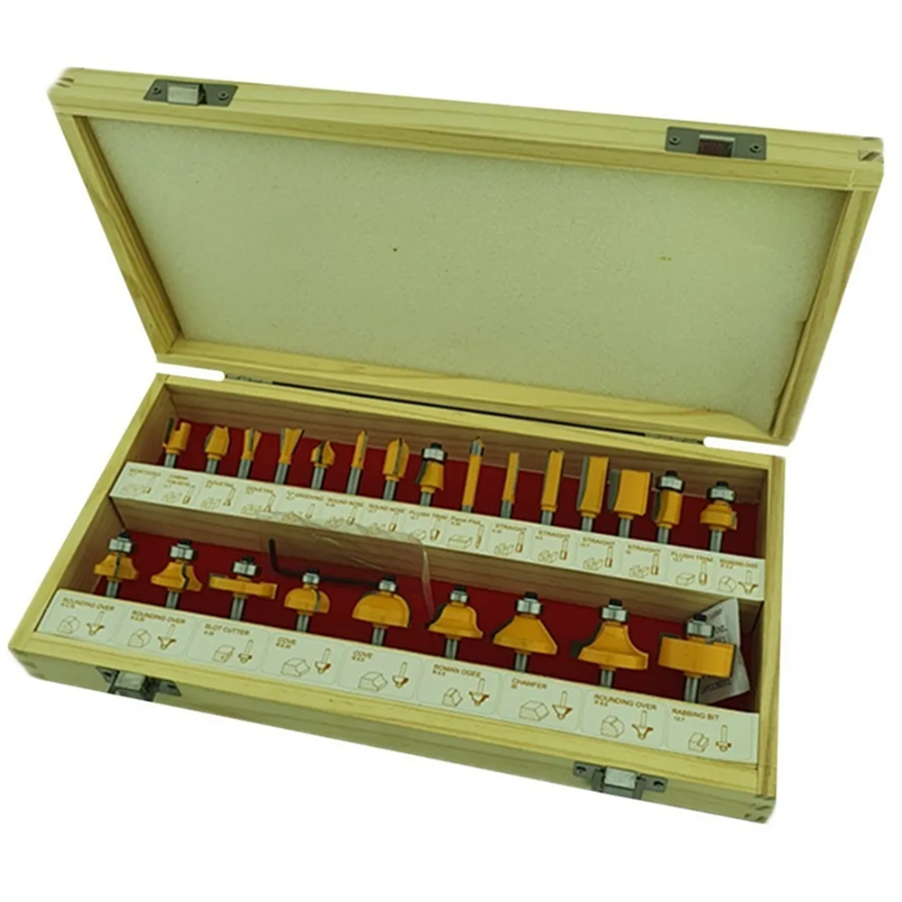 KIT FRESAS 24 PIEZAS MADERA 1/4 6.35MM TUPI FRESADORA TOOLMAK TMK19280 - 2