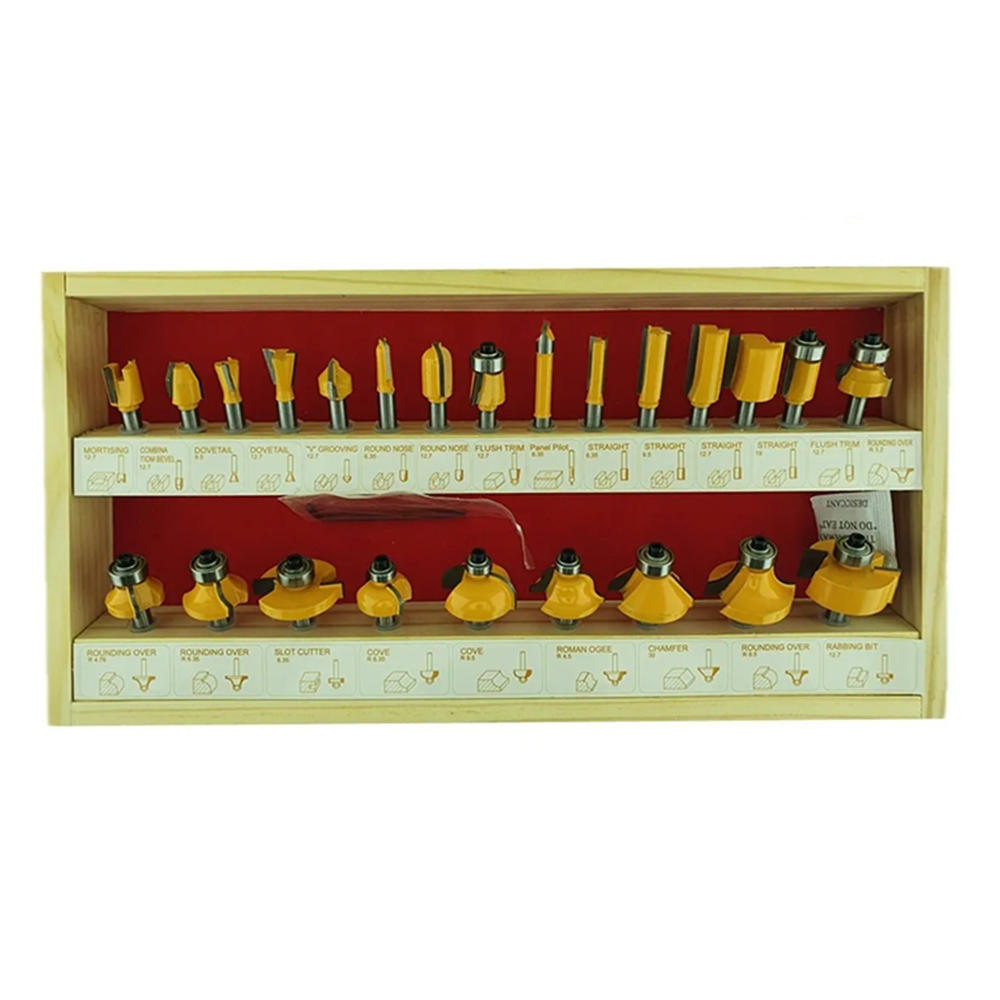KIT FRESAS 24 PIEZAS MADERA 1/4 6.35MM TUPI FRESADORA TOOLMAK TMK19280 - 3