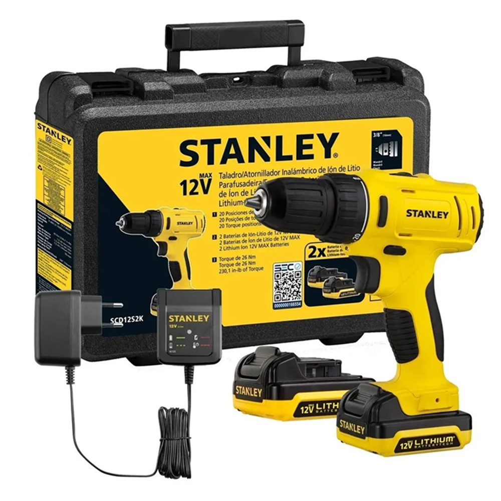 TALADRO ATORNILLADOR INALAMBRICO 12V 2BAT STANLEY SCD121S2K - 1