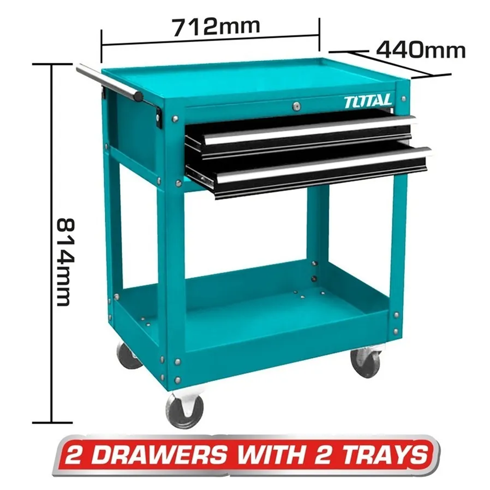 CARRO CAJA GABINETE METALICO PARA HERRAMIENTAS 2 CAJONES TOTAL - 2