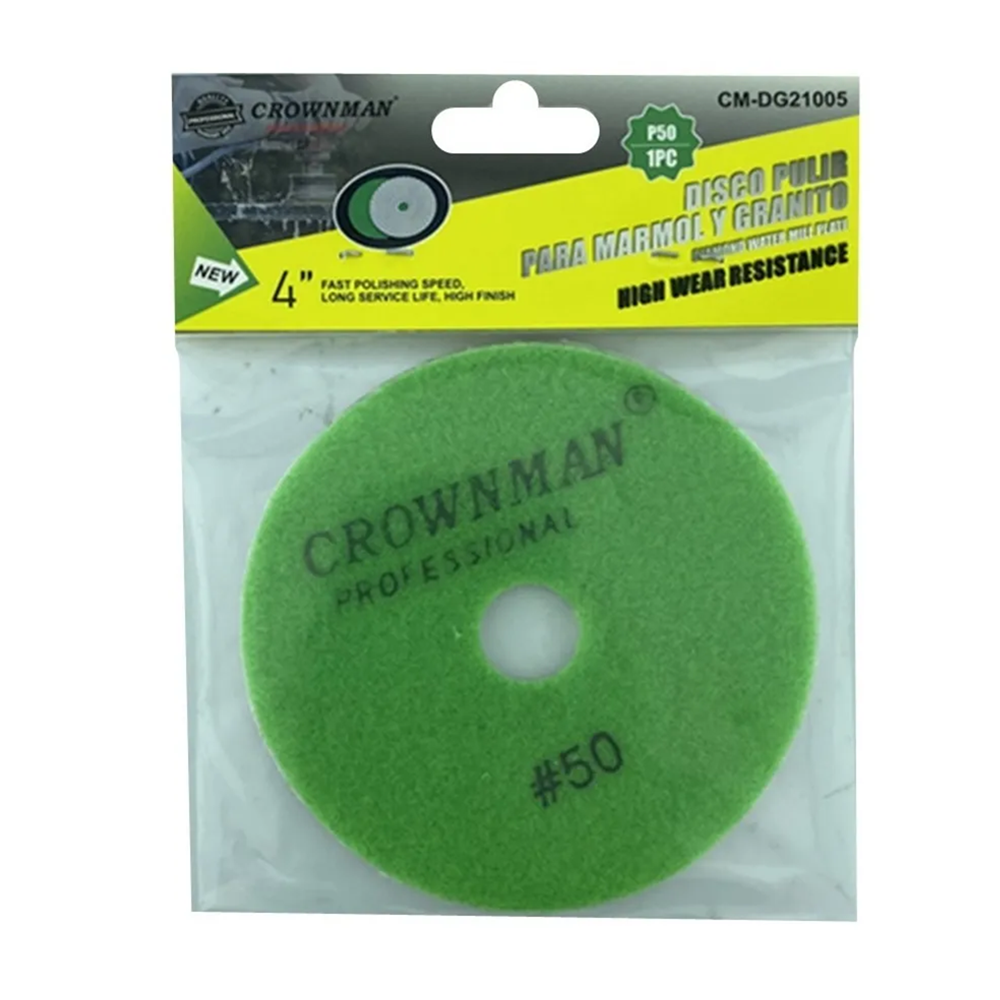 DISCO LIJA PARA PULIR MARMOL GRANITO 4 PULGADAS G: 50 CROWNMAN - 1