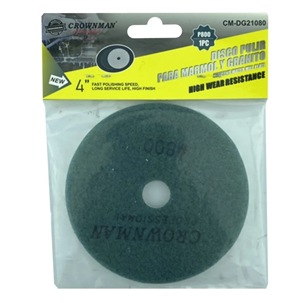 DISCO LIJA PARA PULIR MARMOL GRANITO 4 PULGADAS G: 800 CROWNMAN - 1