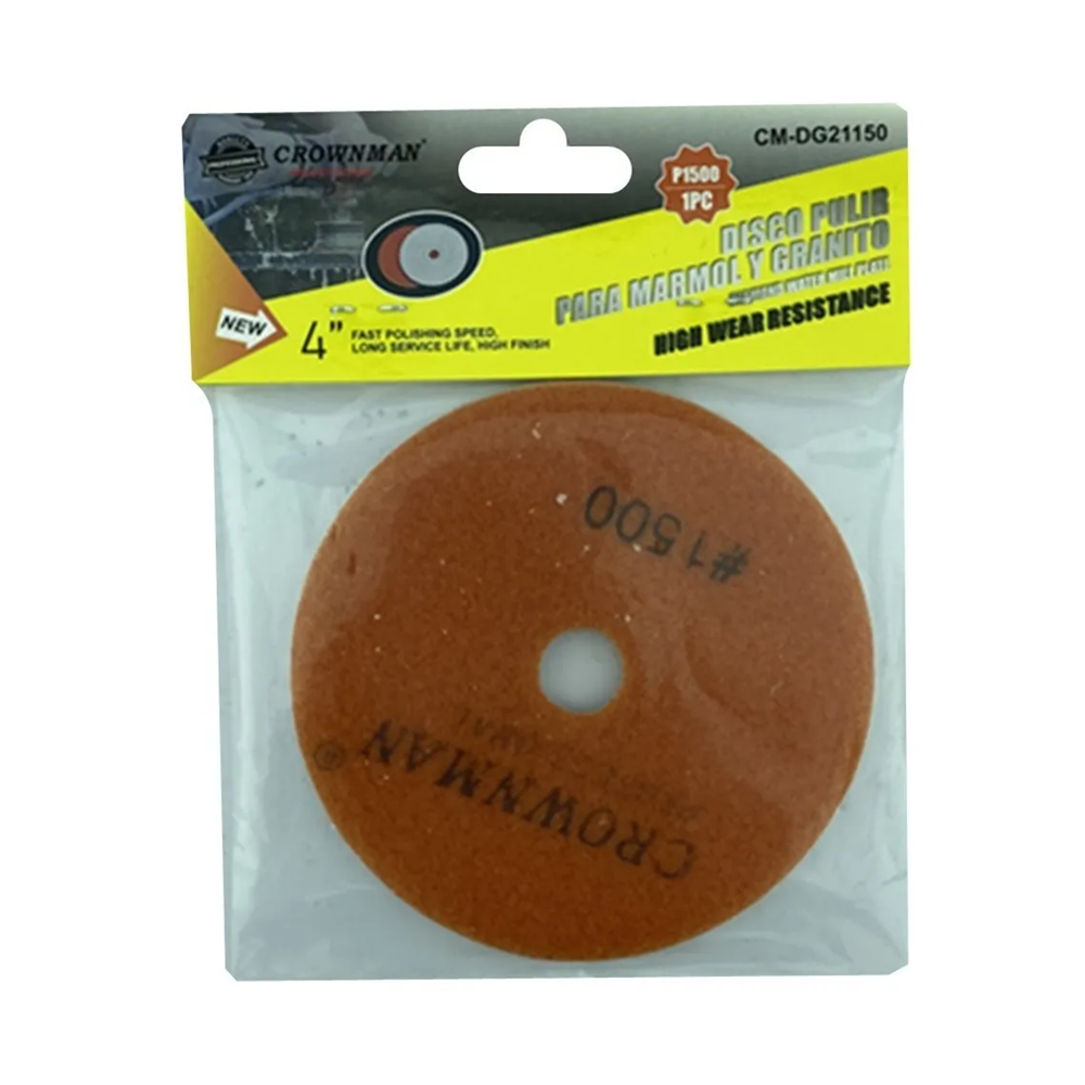 DISCO LIJA PARA PULIR MARMOL GRANITO 4 PULGADAS G: 1500 CROWNMAN - 1