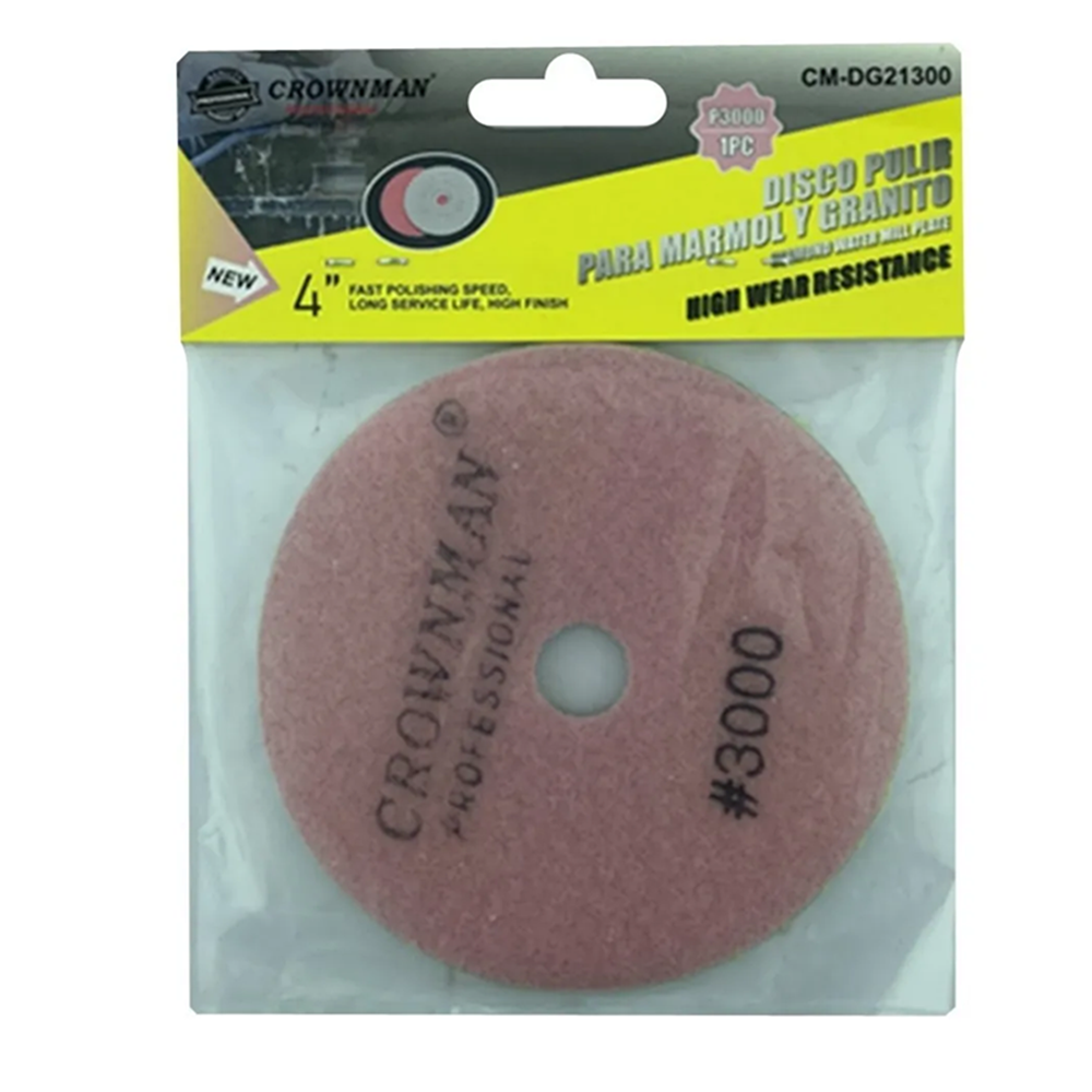 DISCO LIJA PARA PULIR MARMOL GRANITO 4 PULGADAS G: 3000 CROWNMAN - 1