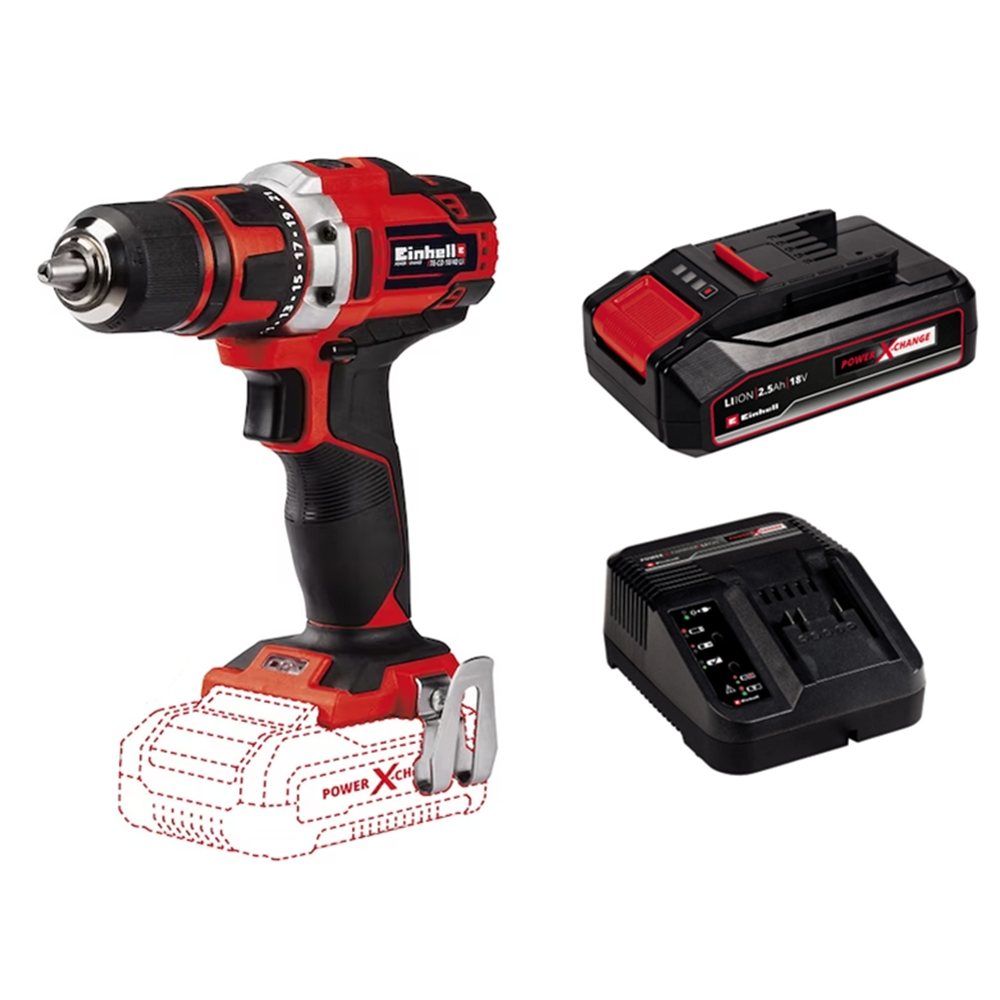 SET TALADRO EINHELL 4513925-12 ATORNILLADOR INALAMBRICO 13 MM 18 V BATERIA + CARGADOR - 1