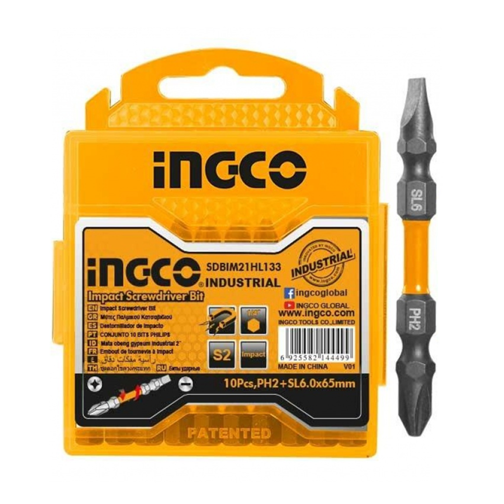 SET PUNTAS INGCO SDBIM21HL133 PHILLIPS Y PALETA DOBLE IMPACTO 10 PIEZAS - 1