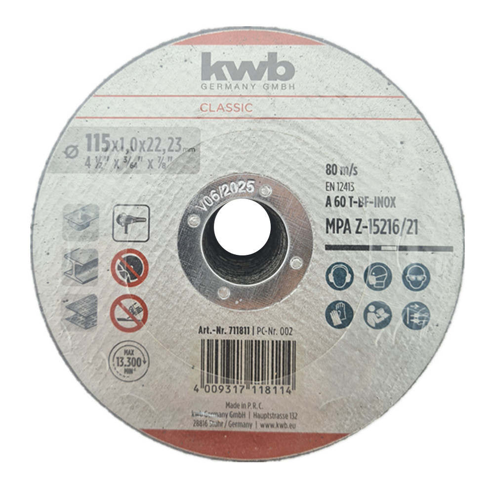 DISCO CORTE KWB 711811 P/ METAL ACERO INOX 115 MM 50 UNDS - 1