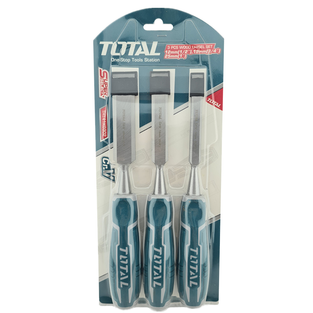 SET HERRAMIENTAS TOTAL CINCELES THT41K0302 3 PIEZAS MADERA - 1