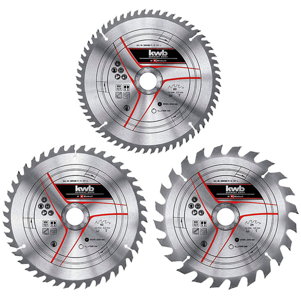 PACK3 KWB 589306 DISCO BANCO SIERRA 250X30 MM 24-42-60 DIENTES - 1