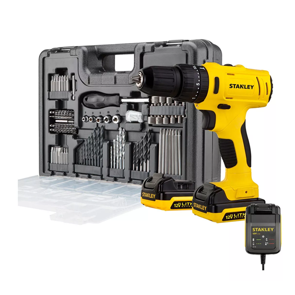 KIT TALADRO PERCUTOR 12V + 101 ACCESORIOS STANLEY SCH121S2KA - 1