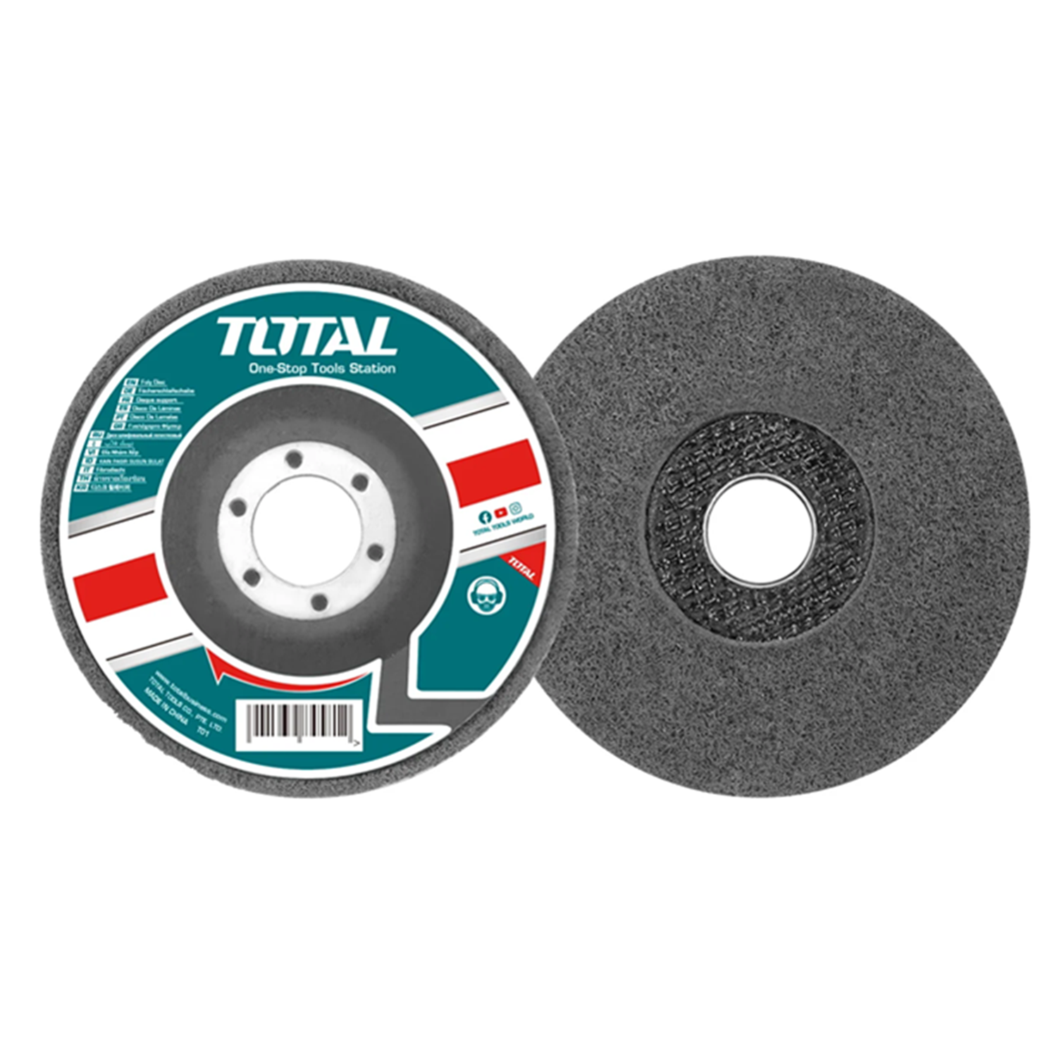DISCO DE ESPONJA TOTAL TAC661151 115 MM PULIR ACERO INOX MADERA MÁRMOL - 1