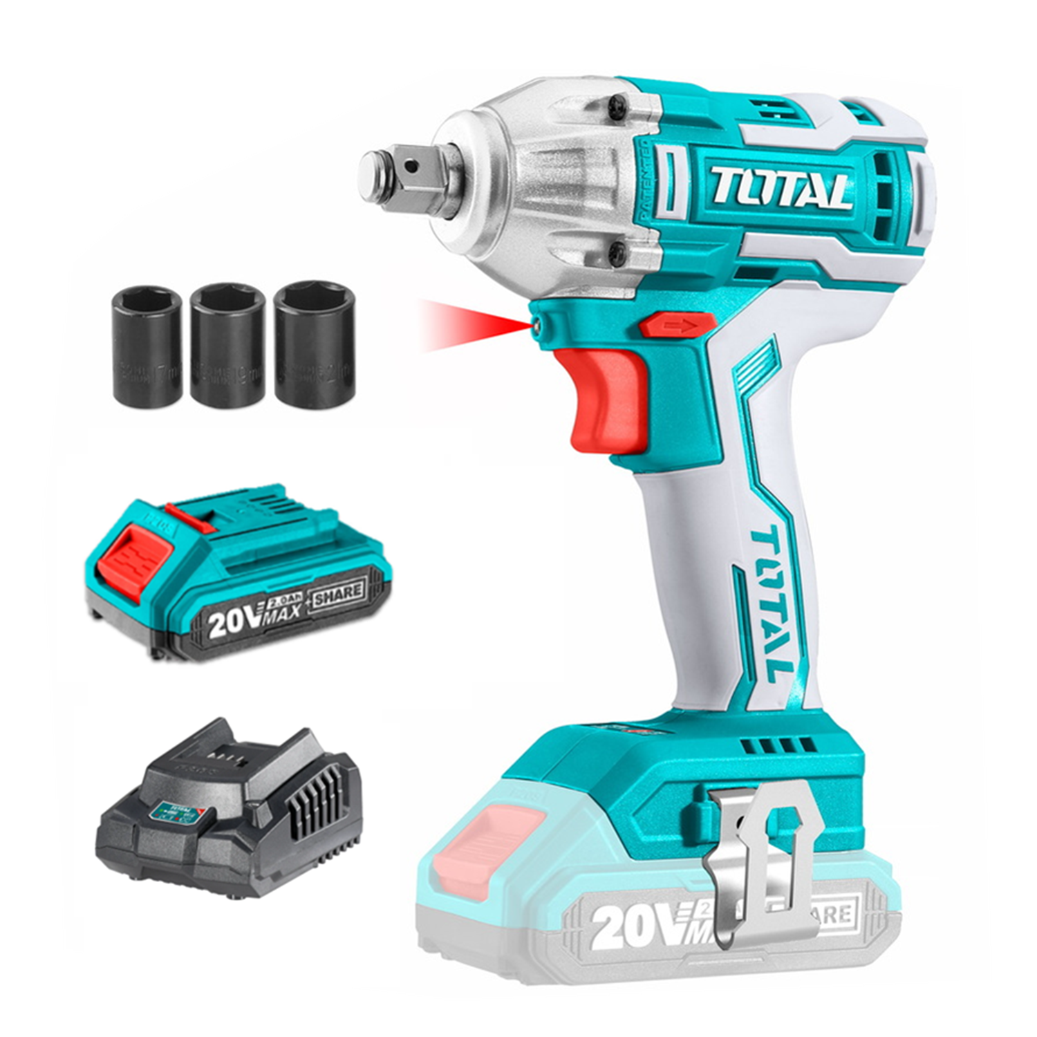 TALADRO PISTOLA LLAVE IMPACTO 20V BAT+ CARG TOTAL TIWLI20010 - 1
