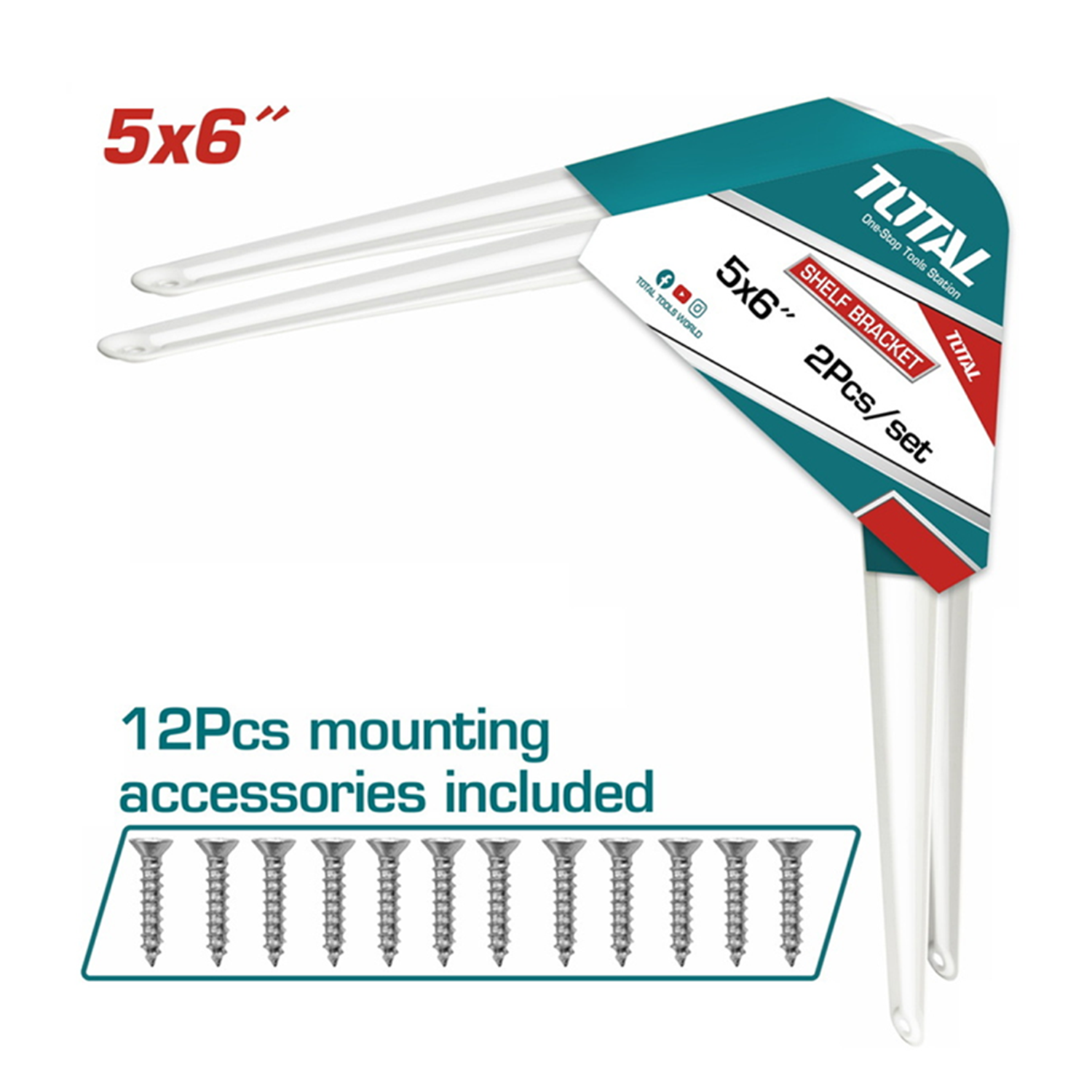 SOPORTE TOTAL TSB10506 ESCUADRA REPISA ESTANTE 5''X6'' 2 UNIDADES ALUMINIO - 2