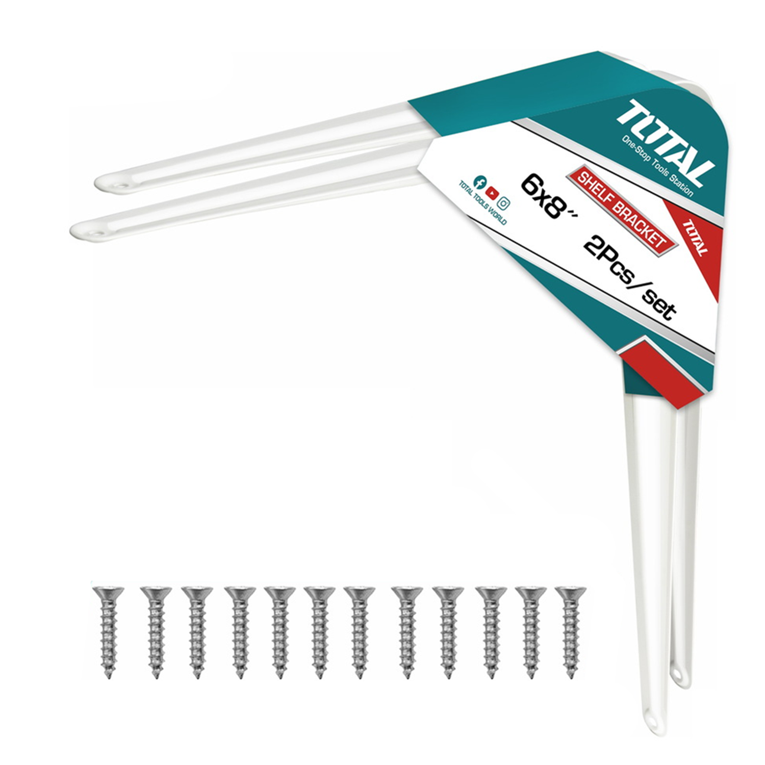 SOPORTE TOTAL TSB10608 ESCUADRA REPISA ESTANTE 6''X8'' 2 UNIDADES ALUMINIO - 1