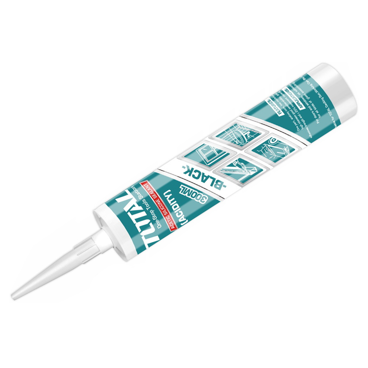 SILICONA SELLANTE CARTUCHO 300 ML COLOR NEGRO TOTAL - 1
