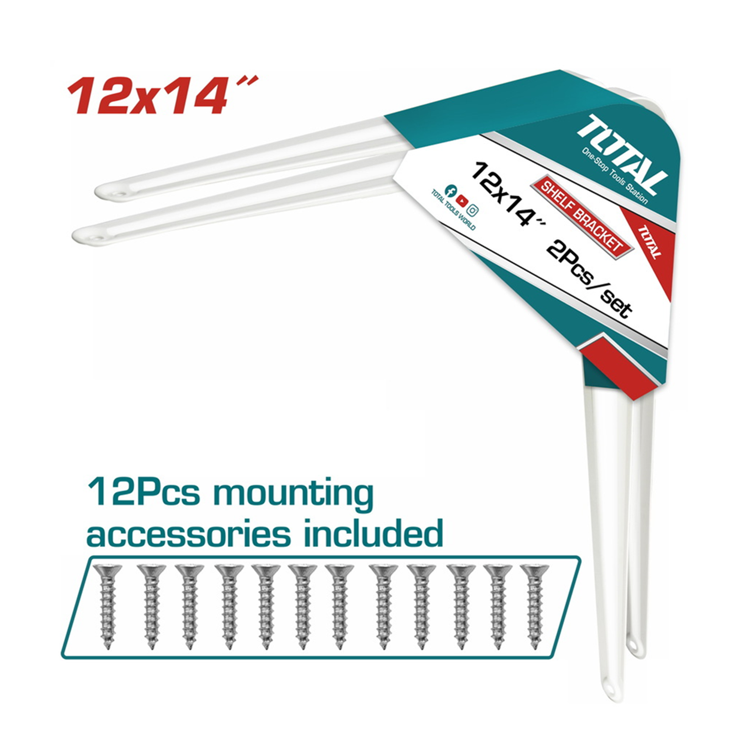 SOPORTE TOTAL TSB11214 ESCUADRA REPISA ESTANTE 12''X14'' 2 UNIDADES ALUMINIO - 2