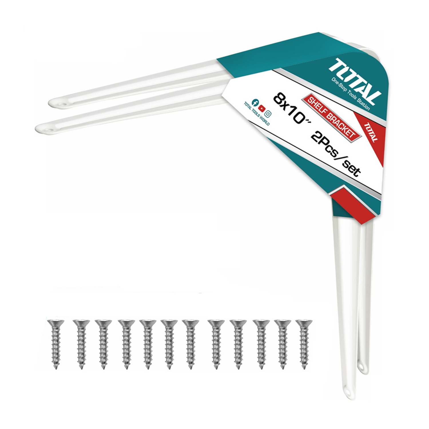 SOPORTE TOTAL TSB10810 ESCUADRA REPISA ESTANTE 8''X10'' 2 UNIDADES ALUMINIO - 1