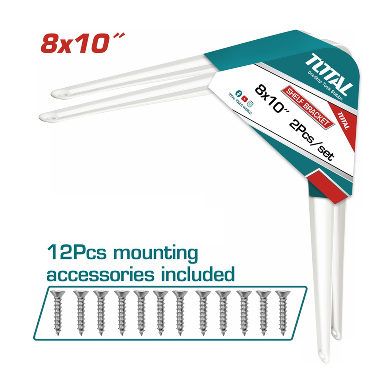 SOPORTE TOTAL TSB10810 ESCUADRA REPISA ESTANTE 8''X10'' 2 UNIDADES ALUMINIO - 2