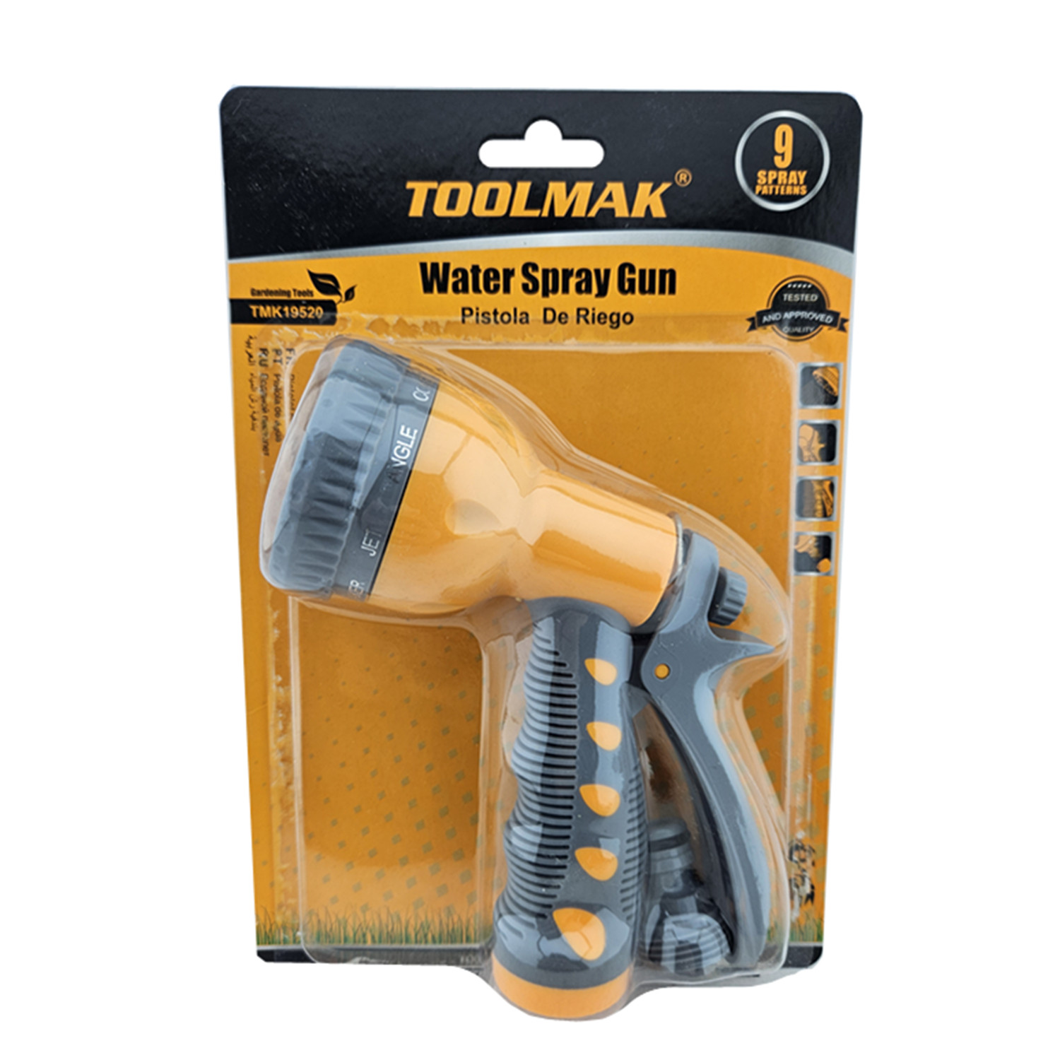 PISTOLA DE RIEGO TOOLMAK TMK19520 JARDÍN 9 POSICIONES - 1
