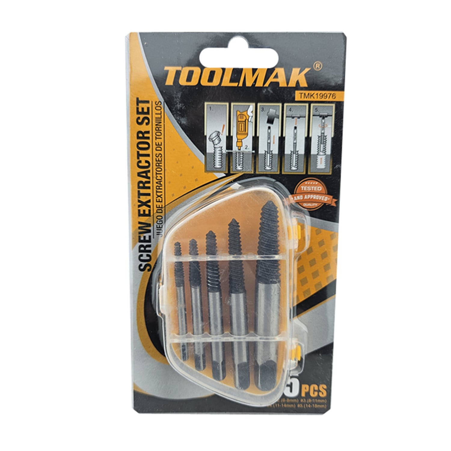 EXTRACTOR TOOLMAK TMK19976 TORNILLO PERNOS CORTADOS 5 PIEZAS - 1