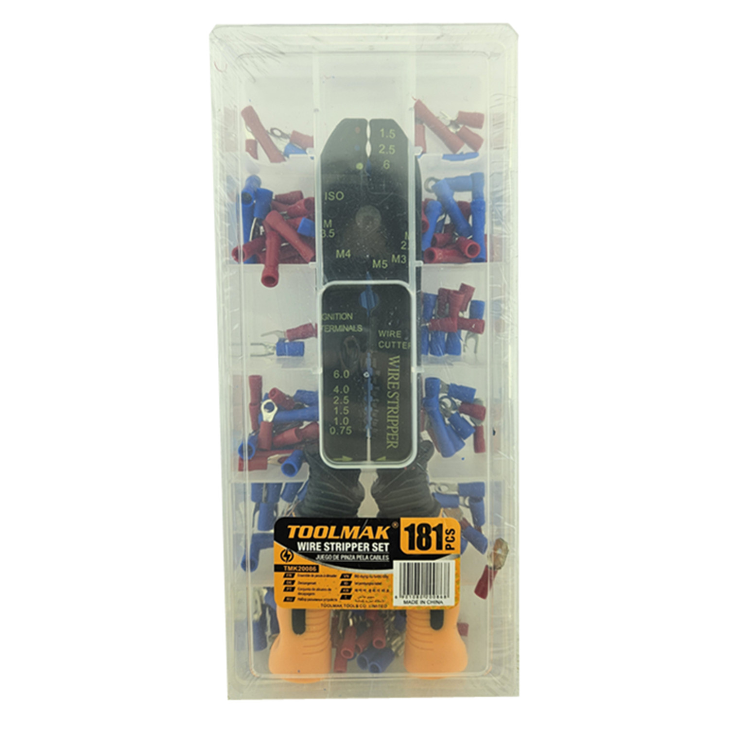 KIT ALICATE PINZA PELACABLE CON TERMINALES 181 PCS TOOLMAK - 1