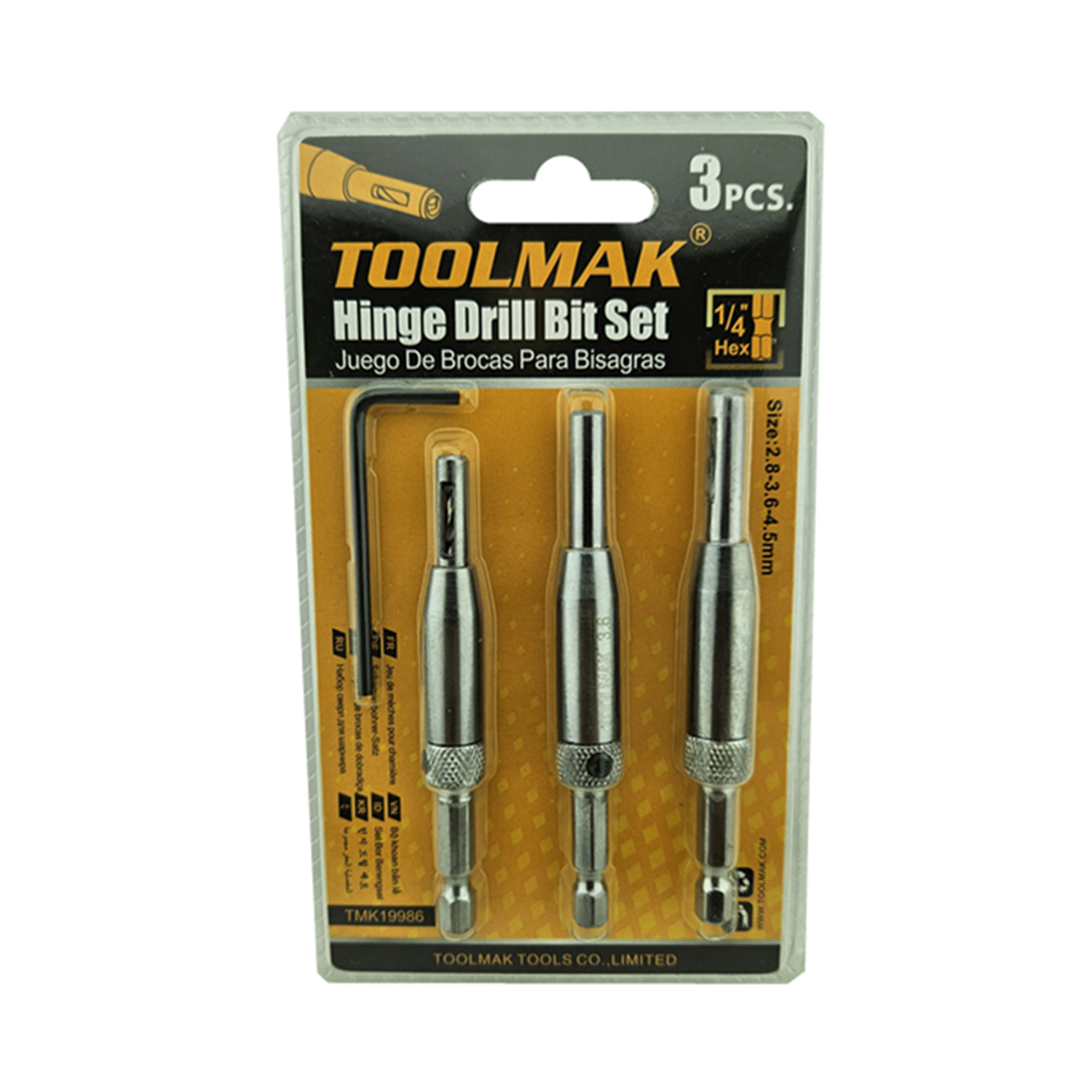 BROCAS AUTOCENTRANTES CENTRADORAS BISAGRAS RIELES 3 PCS TMK - 1