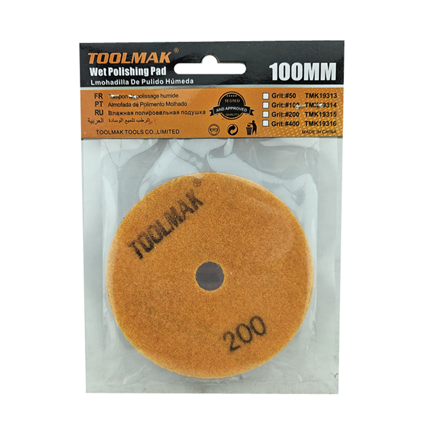 DISCO LIJA P/ PULIR MARMOL GRANITO 4 PULGADAS TMK GRANO 200 - 1
