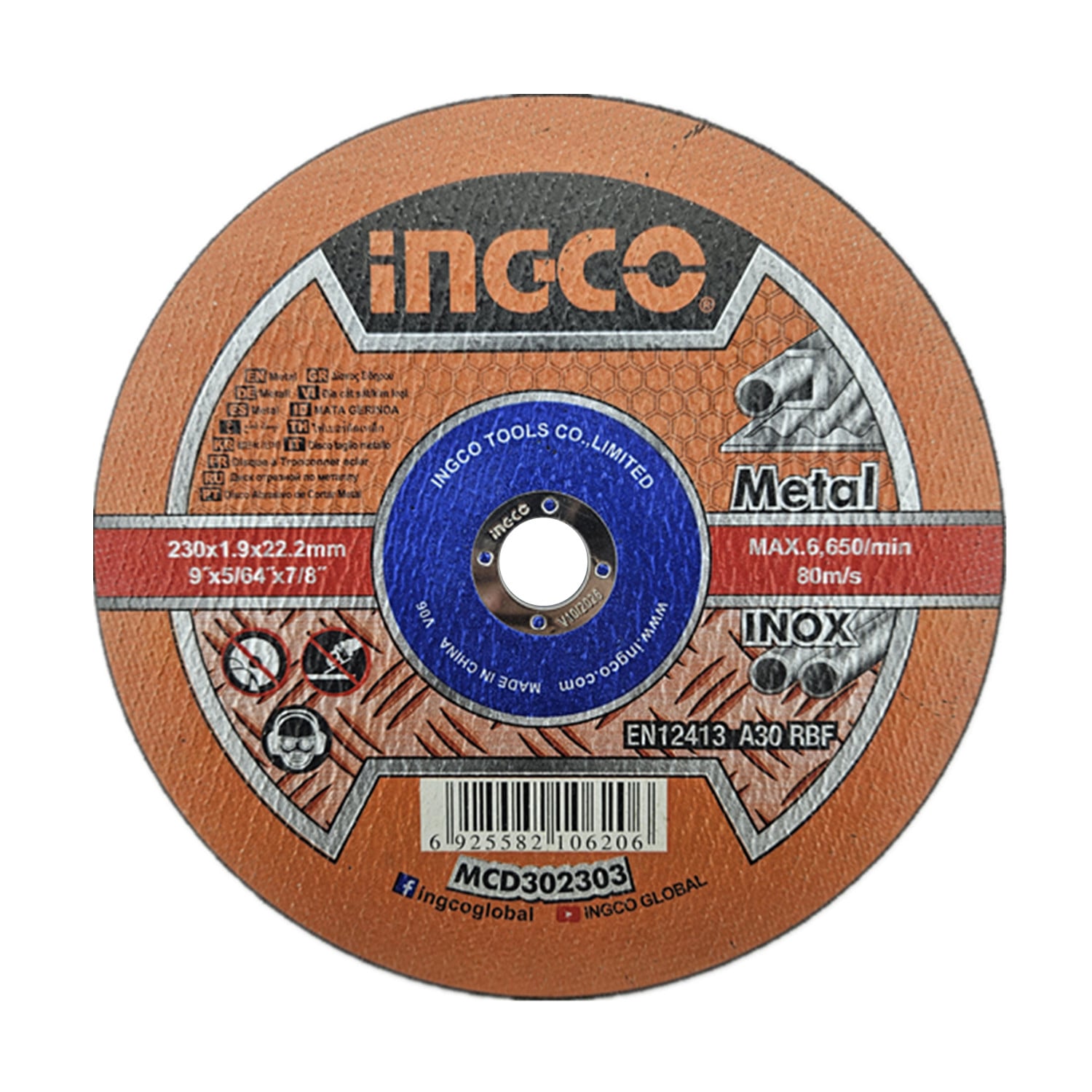 DISCO CORTE METAL ACERO INOXIDABLE PLANO 230MM MCD302303 - 1