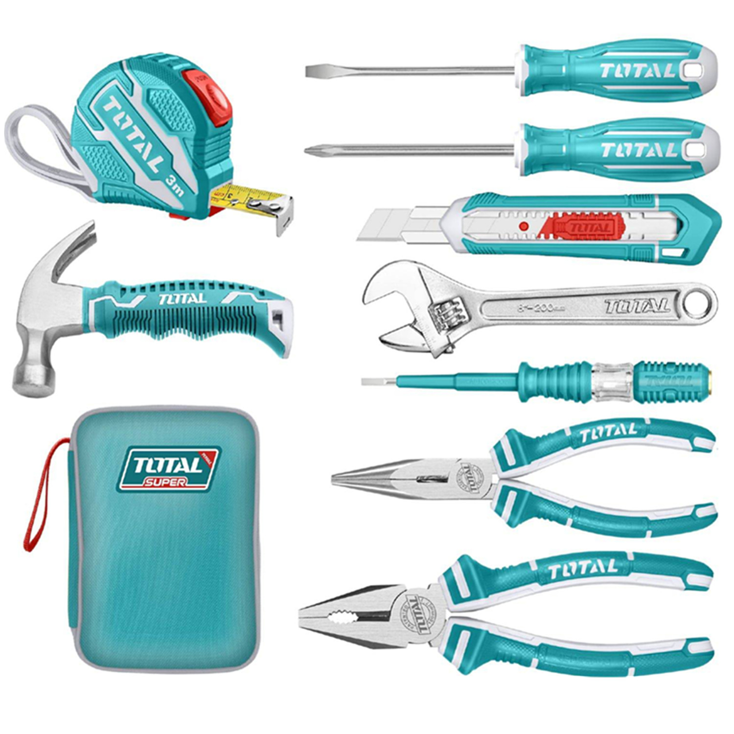 SET HERRAMIENTAS TOTAL TOOLS MANUALES ESTUCHE THKTHP90097 9 PIEZAS - 1