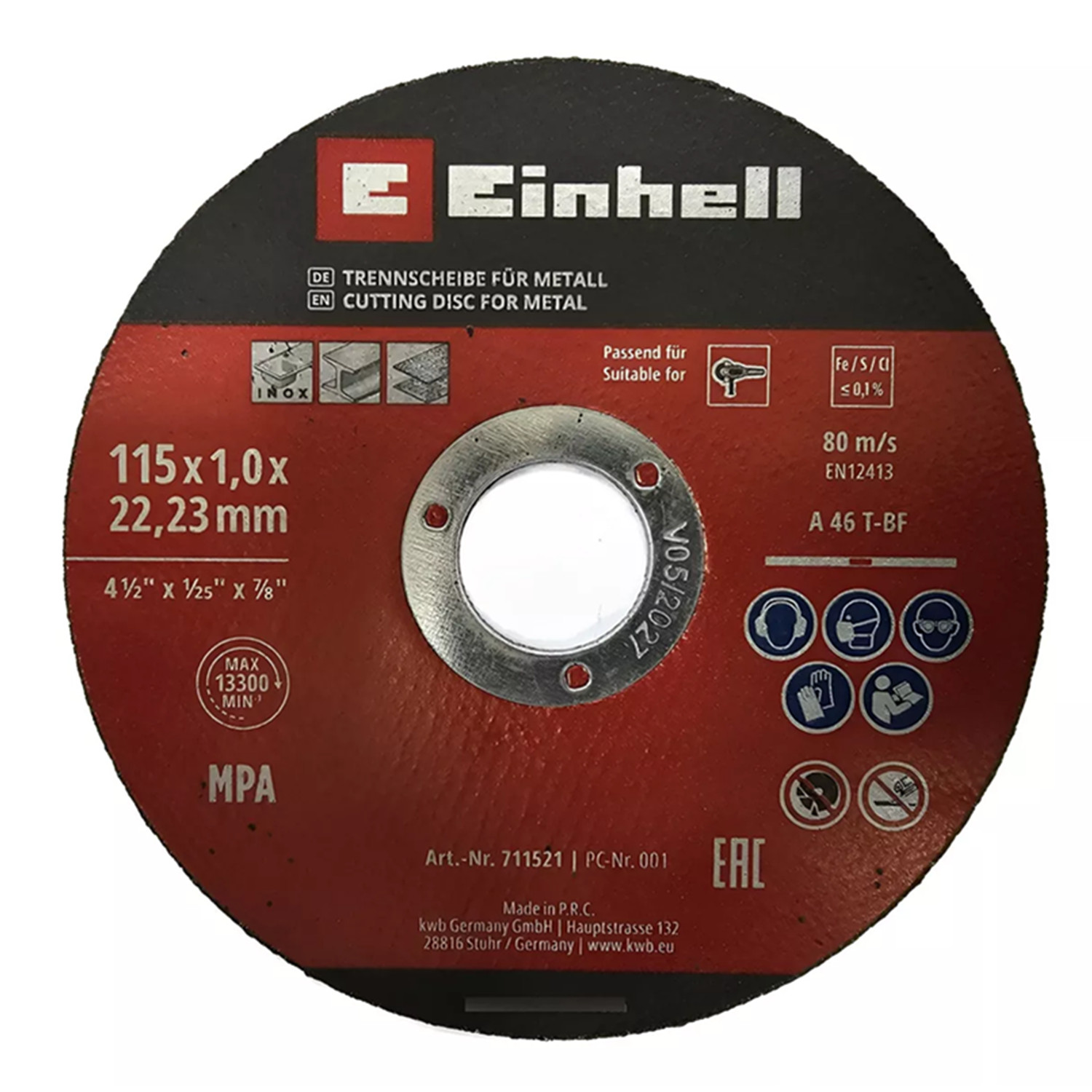 KIT PACK 10 DISCOS DE CORTE PARA METAL 115 X 1MM EINHELL - 1
