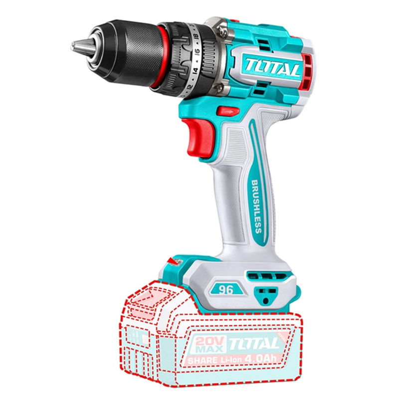 TALADRO ATORNILLADOR PERCUTOR 20V TOTAL TIDLI209681 - 1