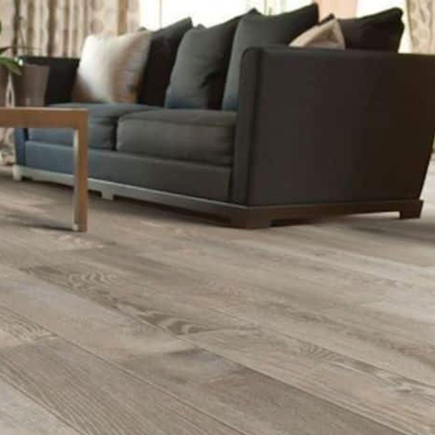 PISO FLOTANTE VINÍLICO HOGA SPC CLICK 3.5 MM + EVA 1 MM X 18 CM X 122 CM GRIS GRAFITO - 5
