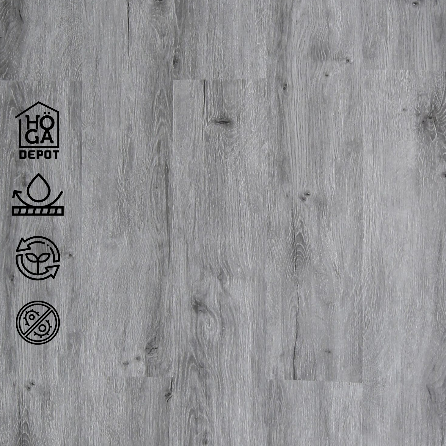 PISO FLOTANTE VINÍLICO HOGA SPC CLICK 4 MM + EVA 1 MM X 23 CM X 122CM GRIS LONDRES - 2