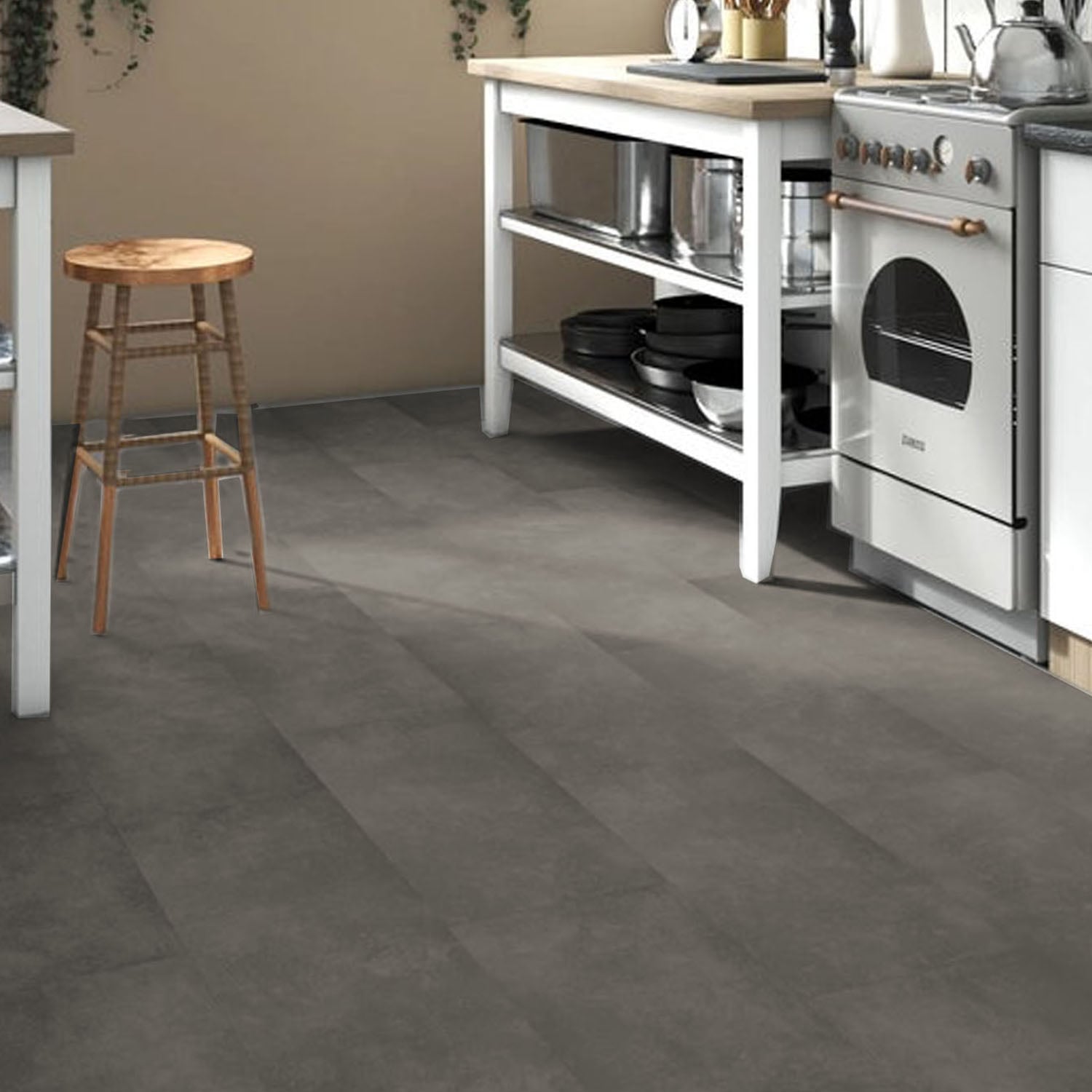 PISO FLOTANTE VINÍLICO HOGA SPC CLICK 4 MM + EVA 1 MM X 18 CM X 122 CM GRIS CEMENTO - 5