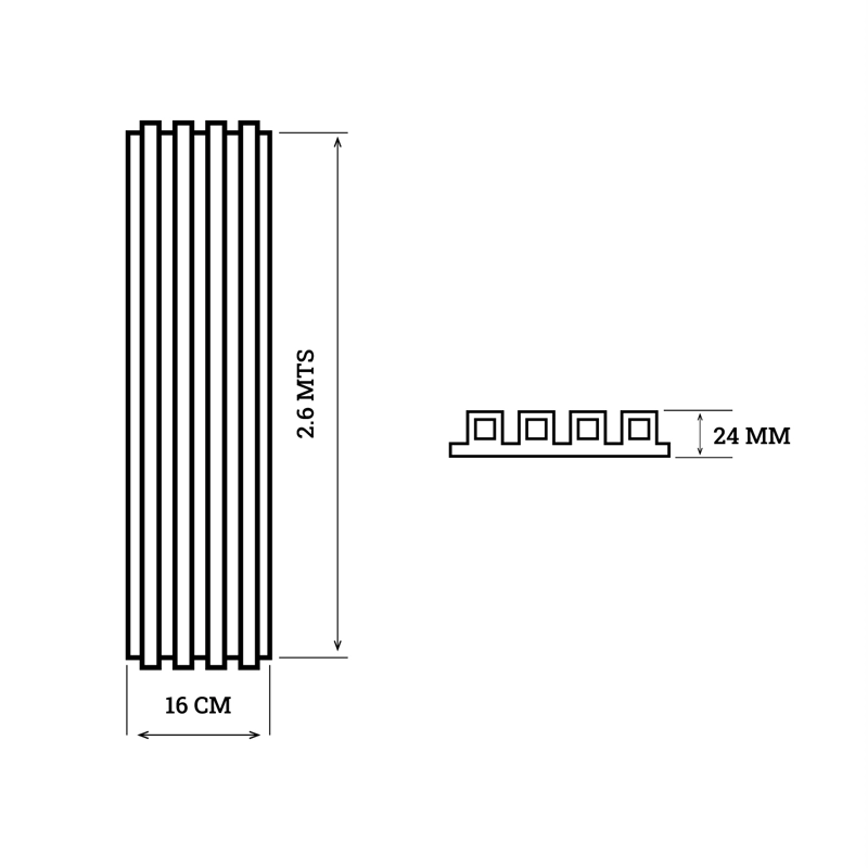 PANEL PVC REVESTIMIENTO MUROS Y CIELOS 2,6MT X 16CM X 24MM CAFE - 3