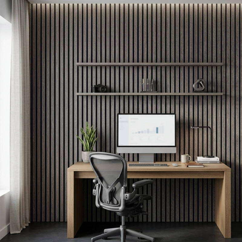 PANEL ACUSTICO REVESTIMIENTO MDF PET 2,4M X 60 CM X 22 MM GRIS OAK - 1