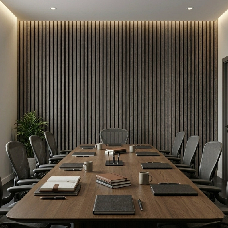 PANEL ACUSTICO REVESTIMIENTO MDF PET 2,4M X 60 CM X 22 MM GRIS OAK - 6