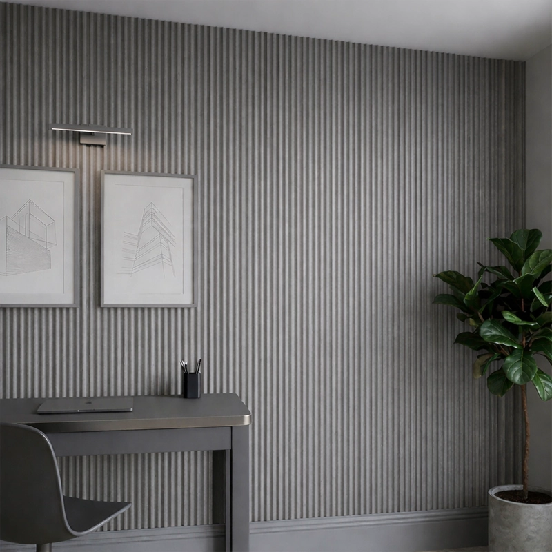 PANEL PVC REVESTIMIENTO CONCAVO 2,9M X 20 CMX 12MM GRIS OAK - 1