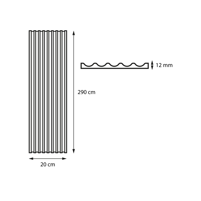 PANEL PVC REVESTIMIENTO CONCAVO 2,9M X 20 CMX 12MM GRIS OAK - 3