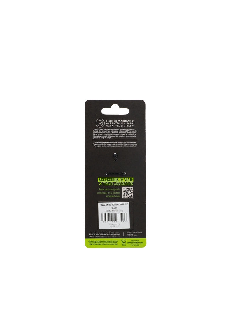 CANDADO PARA MALETA CON 4 DIALES TSA SAXOLINE NEGRO - 2