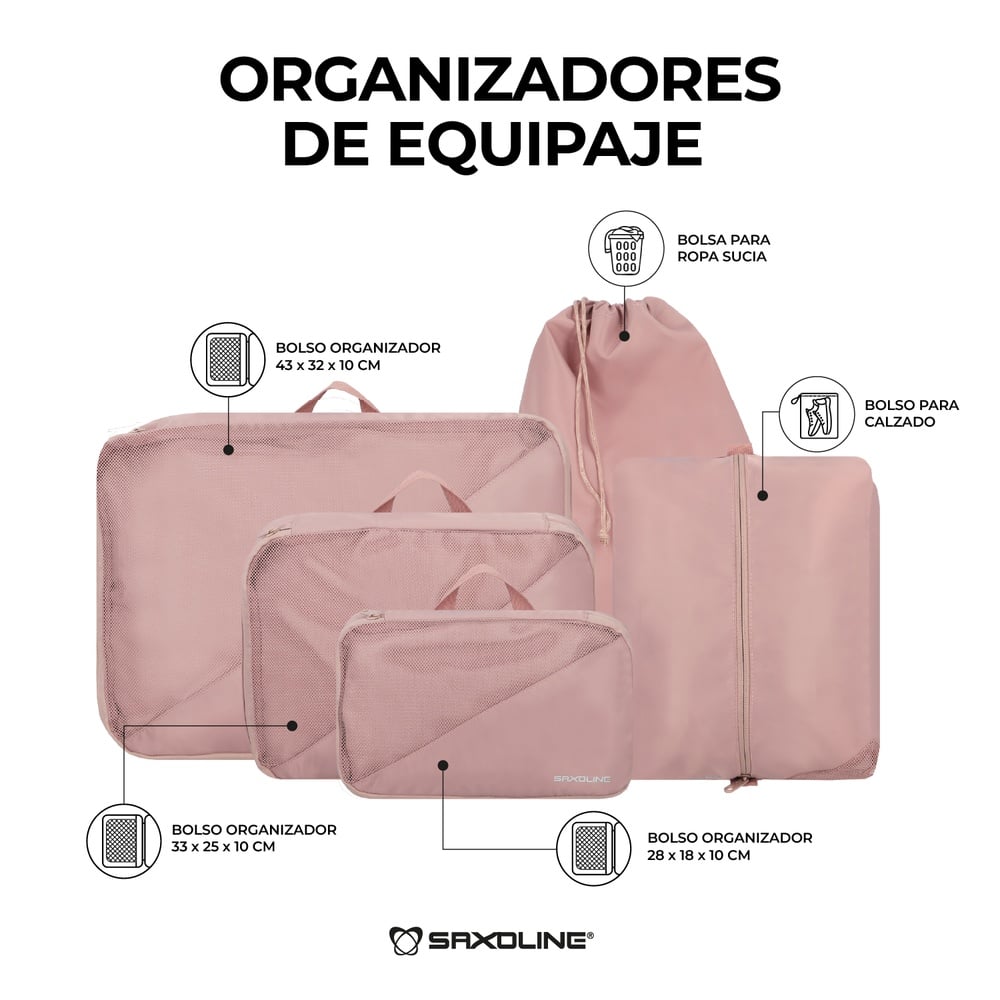 ORGANIZADORES DE EQUIPAJE PARA MALETAS SAXOLINE ROSADO - 2