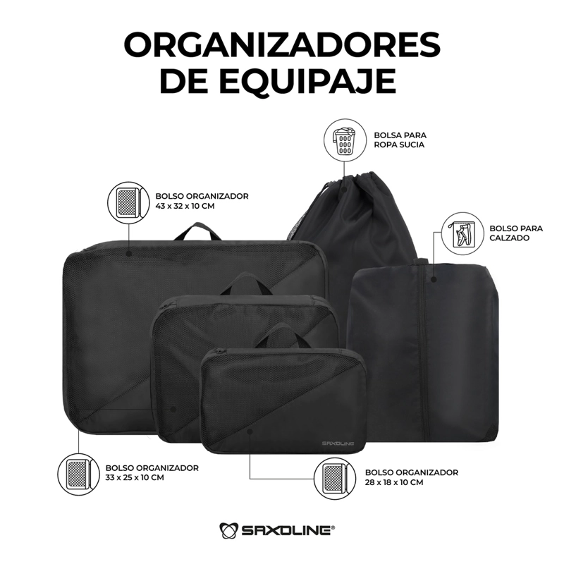 ORGANIZADORES DE EQUIPAJE PARA MALETAS SAXOLINE NEGRO - 2