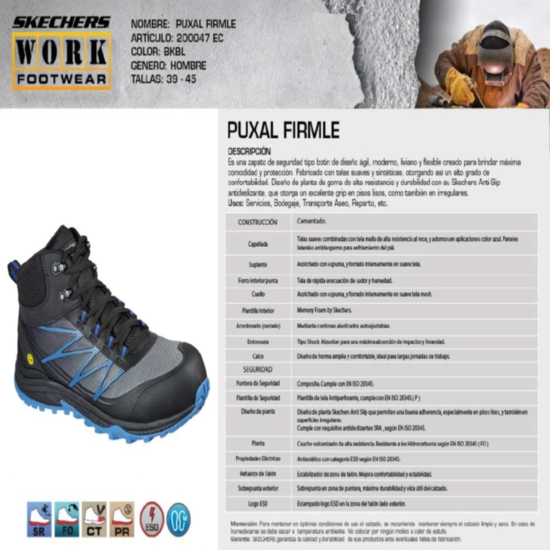 SKECHERS BOTIN HOMBRE SEGURIDAD PUXAL FIRMLE - 5