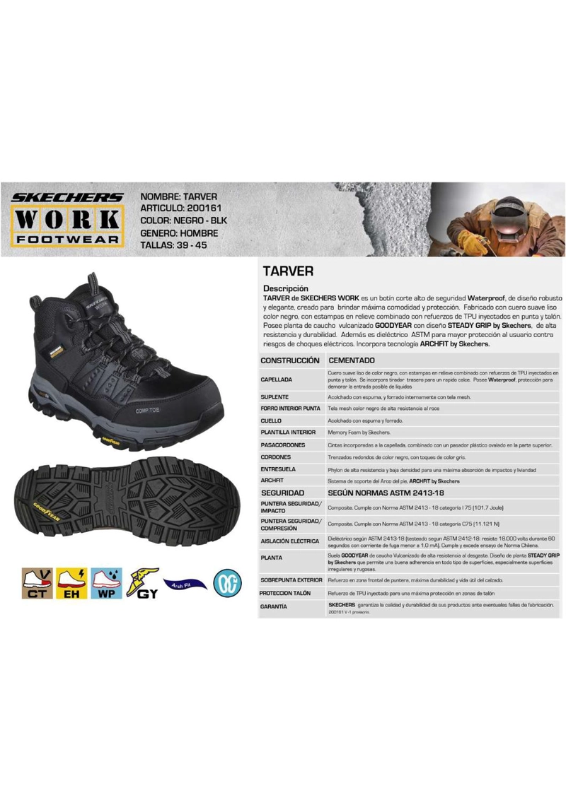SKECHERS BOTIN HOMBRE SEGURIDAD TARVER NEGRO - 5